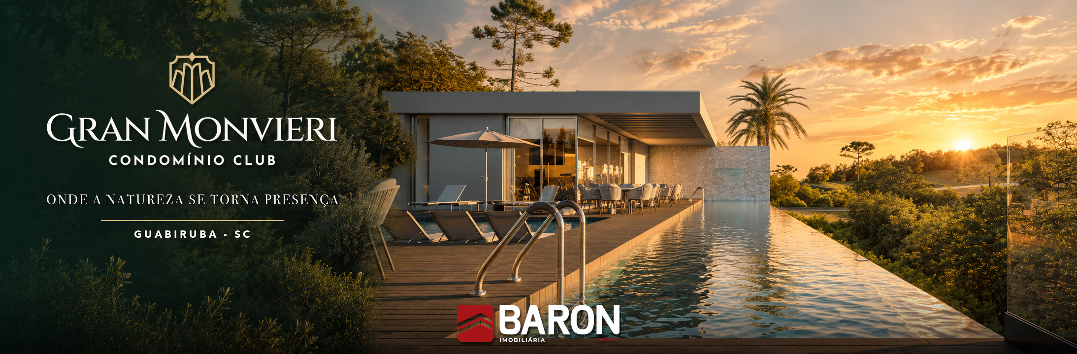 Piscina com borda infinita do Gran Monvieri ao pôr do sol